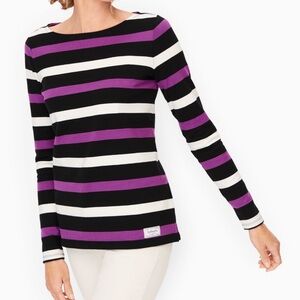 Talbots purple striped long sleeve top shirt size XL petite